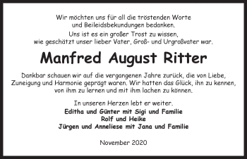 Traueranzeige von Manfred August Ritter von Dinkelsbühl/ Feuchtwangen