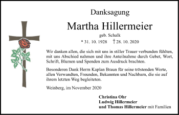 Traueranzeige von Martha Hillermeier von Dinkelsbühl/ Feuchtwangen