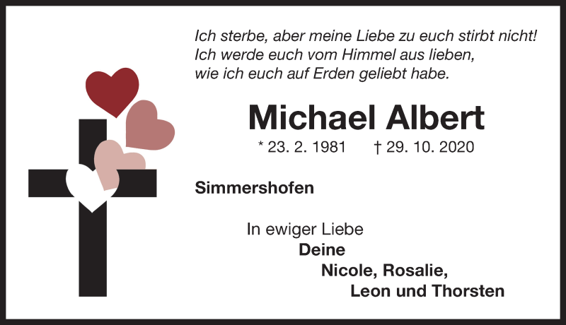  Traueranzeige für Michael Albert vom 06.11.2020 aus Neustadt/ Scheinfeld/ Uffenheim