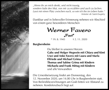 Traueranzeige von Werner Favero von Neustadt/ Scheinfeld/ Uffenheim