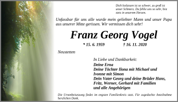 Traueranzeige von Franz Georg Vogel von Ansbach