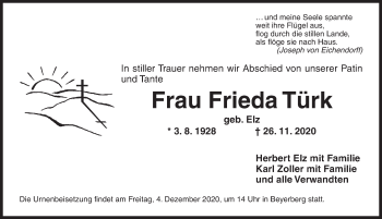 Traueranzeige von Frieda Türk von Dinkelsbühl/ Feuchtwangen