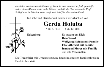 Traueranzeige von Gerda Holuba von Neustadt/ Scheinfeld/ Uffenheim