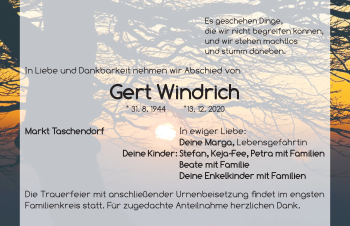 Traueranzeige von Gert Windrich von Neustadt/ Scheinfeld/ Uffenheim