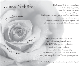 Traueranzeige von Ilona Schäfer von Dinkelsbühl/ Feuchtwangen