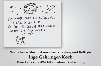 Traueranzeige von Inge Gehringer-Koch von Rothenburg