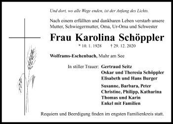 Traueranzeige von Karolina Schöppler von AB