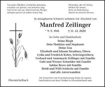 Traueranzeige von Manfred Zeilinger von Dinkelsbühl/ Feuchtwangen