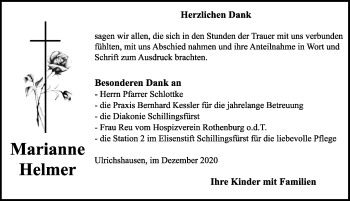 Traueranzeige von Marianne Helmer von Dinkelsbühl/ Feuchtwangen