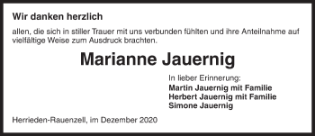 Traueranzeige von Marianne Jauernig von Ansbach