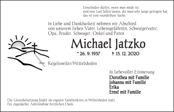 Traueranzeige von Michael Jatzko von Dinkelsbühl/ Feuchtwangen