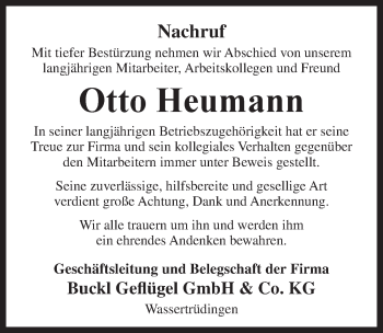 Traueranzeige von Otto Heumann von Dinkelsbühl/ Feuchtwangen