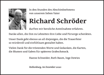 Traueranzeige von Richard Schröder von Rothenburg