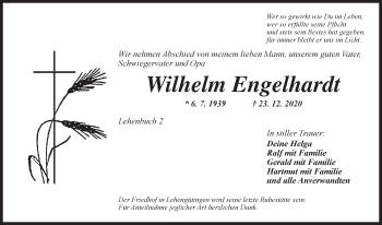 Traueranzeige von Wilhelm Engelhardt von Dinkelsbühl/ Feuchtwangen
