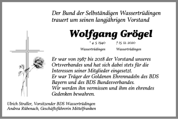 Traueranzeige von Wolfgang Grögel von Dinkelsbühl/ Feuchtwangen
