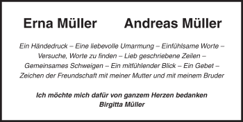 Traueranzeige von Andreas Müller von Dinkelsbühl/ Feuchtwangen