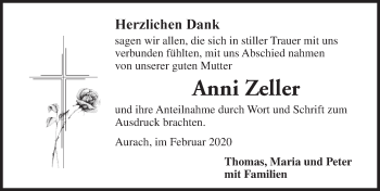 Traueranzeige von Anni Zeller von Gesamtausgabe