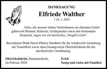 Traueranzeige von Elfriede Walther von Neustadt/ Scheinfeld/ Uffenheim