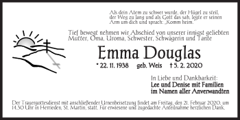 Traueranzeige von Emma Douglas von Ansbach