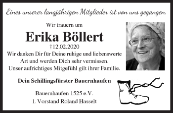 Traueranzeige von Erika Böllert von Rothenburg