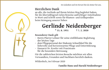 Traueranzeige von Gerlinde Neid von Rothenburg