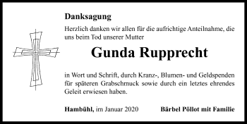 Traueranzeige von Gunda Rupprecht von Neustadt/ Scheinfeld/ Uffenheim