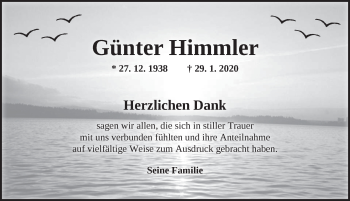 Traueranzeige von Günter Himmler von Ansbach