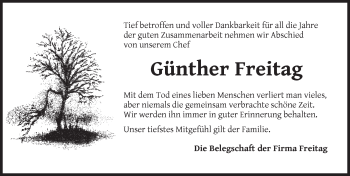 Traueranzeige von Günther Freitag von Dinkelsbühl/ Feuchtwangen