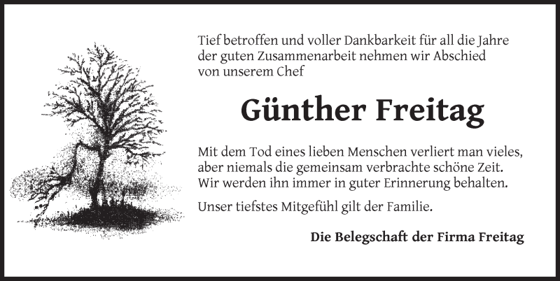  Traueranzeige für Günther Freitag vom 08.02.2020 aus Dinkelsbühl/ Feuchtwangen