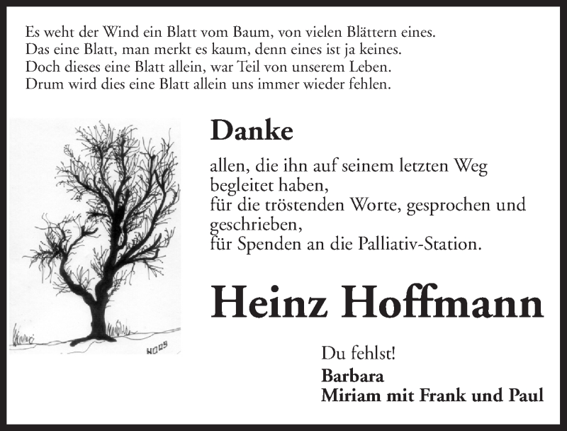  Traueranzeige für Heinz Hoffmann vom 22.02.2020 aus Ansbach
