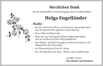 Traueranzeige von Helga Engelländer von Dinkelsbühl/ Feuchtwangen