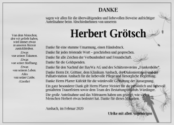 Traueranzeige von Herbert Grötsch von Rothenburg