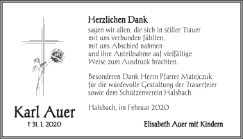 Traueranzeige von Karl Auer von Dinkelsbühl/ Feuchtwangen