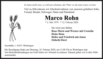 Traueranzeige von Marco Rohn von Rothenburg