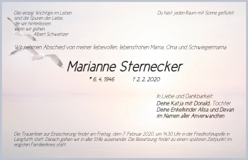 Traueranzeige von Marianne Sternecker von Dinkelsbühl/ Feuchtwangen