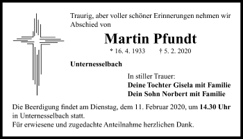 Traueranzeige von Martin Pfundt von Neustadt/ Scheinfeld/ Uffenheim