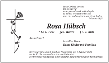 Traueranzeige von Rosa Hübsch von Dinkelsbühl/ Feuchtwangen