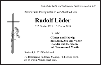 Traueranzeige von Rudolf Löder von Rothenburg