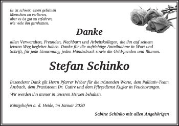 Traueranzeige von Stefan Schinko von Ansbach