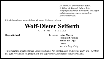 Traueranzeige von Wolf-Dieter Seiferth von Neustadt/ Scheinfeld/ Uffenheim