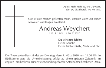 Traueranzeige von Andreas Weychert von Neustadt/ Scheinfeld/ Uffenheim