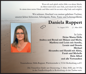 Traueranzeige von Daniela Ruppert von Rothenburg
