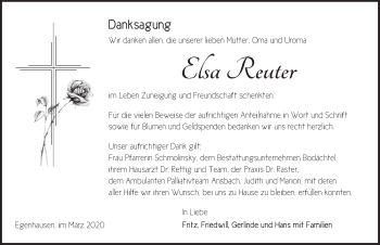 Traueranzeige von Elsa Reuter von Ansbach