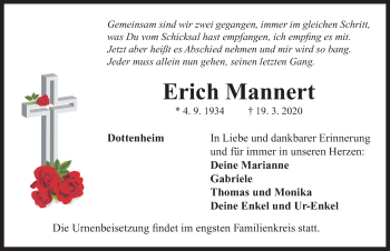 Traueranzeige von Erich Mannert von Neustadt/ Scheinfeld/ Uffenheim