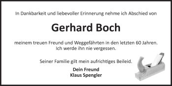 Traueranzeige von Gerhard Boch von Ansbach