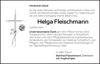 Traueranzeige von Helga Fleischmann von Dinkelsbühl/ Feuchtwangen