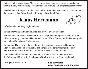 Traueranzeige von Klaus Herrmann von Rothenburg