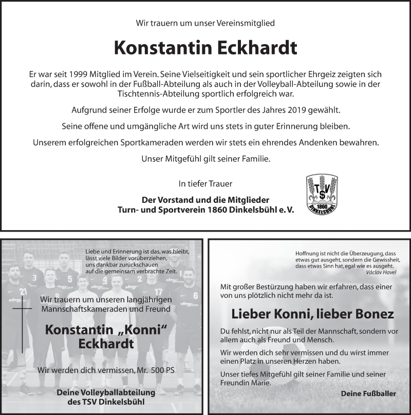  Traueranzeige für Konstantin Eckhardt vom 09.03.2020 aus Dinkelsbühl/ Feuchtwangen