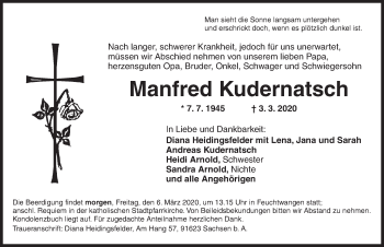 Traueranzeige von Manfred Kudernatsch von Dinkelsbühl/ Feuchtwangen