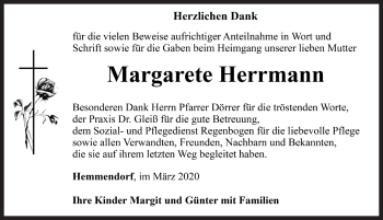 Traueranzeige von Margarete Herrmann von Rothenburg